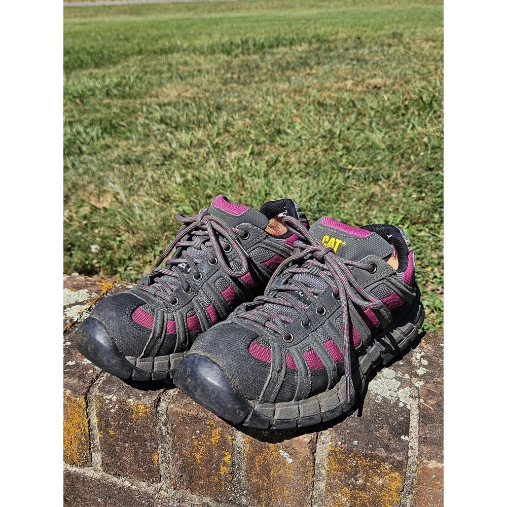 CAT Womens Steel Toe Ergo Black Purple Work Shoes Size 7.5‎